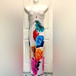 Sevengate Women's Boho Tropical Maxi Tube Dress Sz Medium 70s Hawaii disco retro